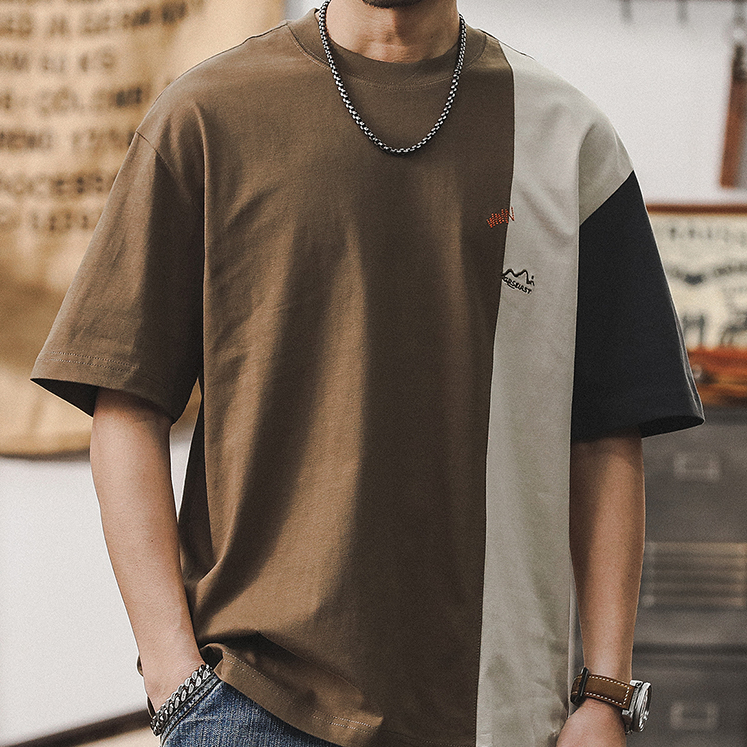 Contrast Color Short-sleeved T-shirt A0938