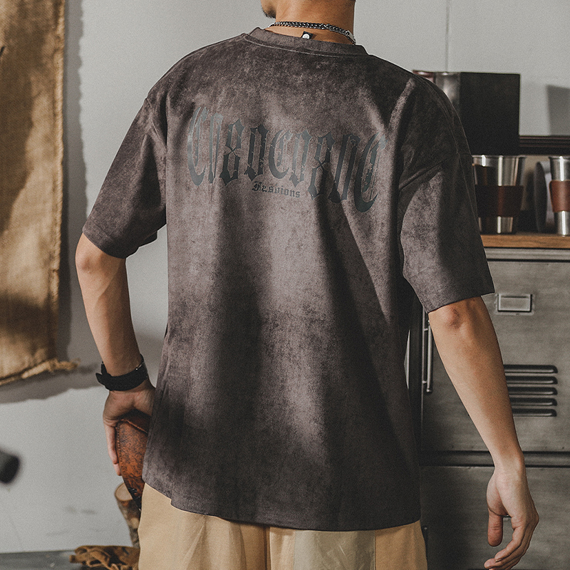 American Retro Washed T-shirt Short-sleeved A0913