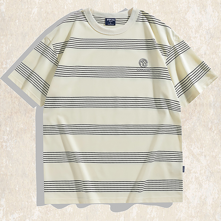 Multi Border Short-sleeved T-shirt A0943