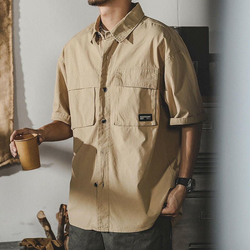 Tooling Short-sleeved Beige Shirt A0135