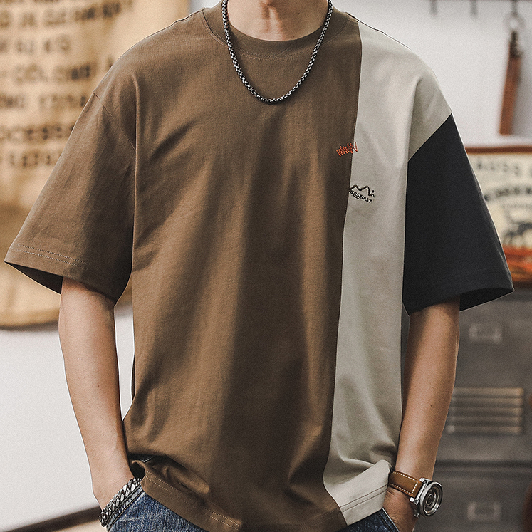 Contrast Color Short-sleeved T-shirt A0938
