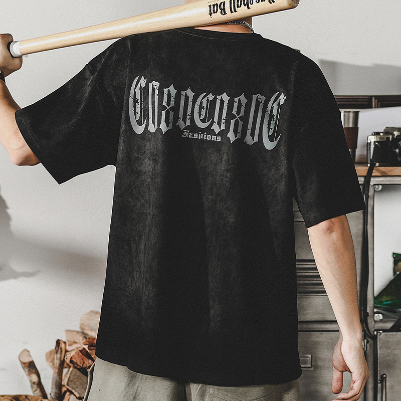 American Retro Washed T-shirt Short-sleeved A0913