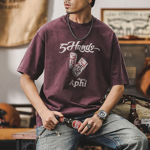 Loose Tops Retro Washed T-shirt A1002
