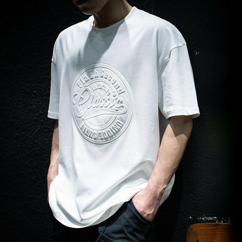 Center Print Half-sleeved Round Neck T-shirt A0184