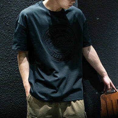 Center Print Half-sleeved Round Neck T-shirt A0184