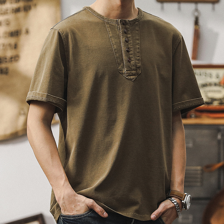 American Henry Neck T-Shirt A0932