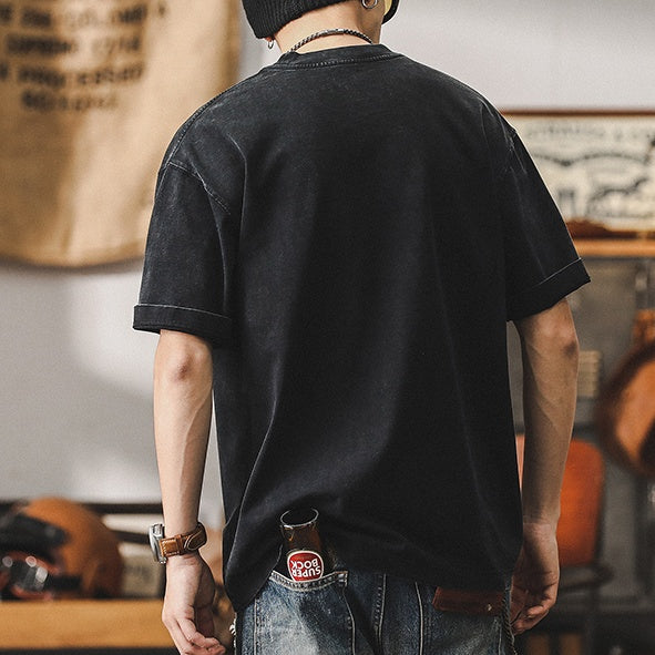 Loose Tops Retro Washed T-shirt A1002