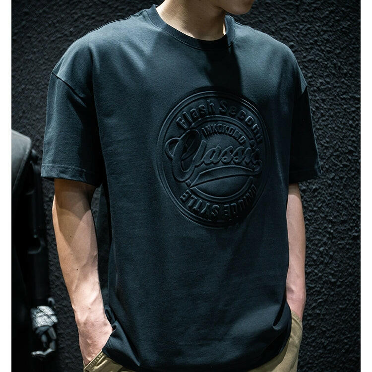 Center Print Half-sleeved Round Neck T-shirt A0184