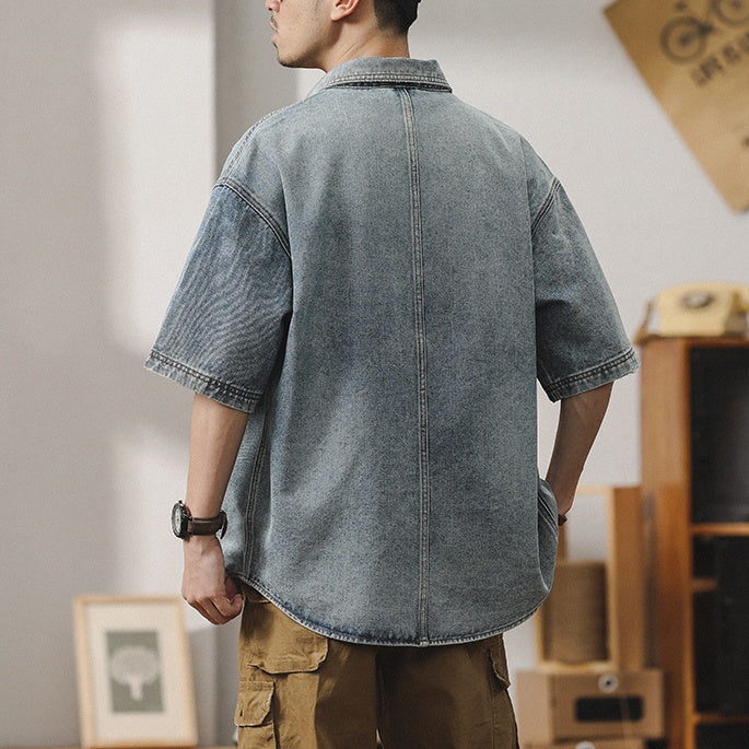 Summer Denim Shirt Short-sleeved A1017
