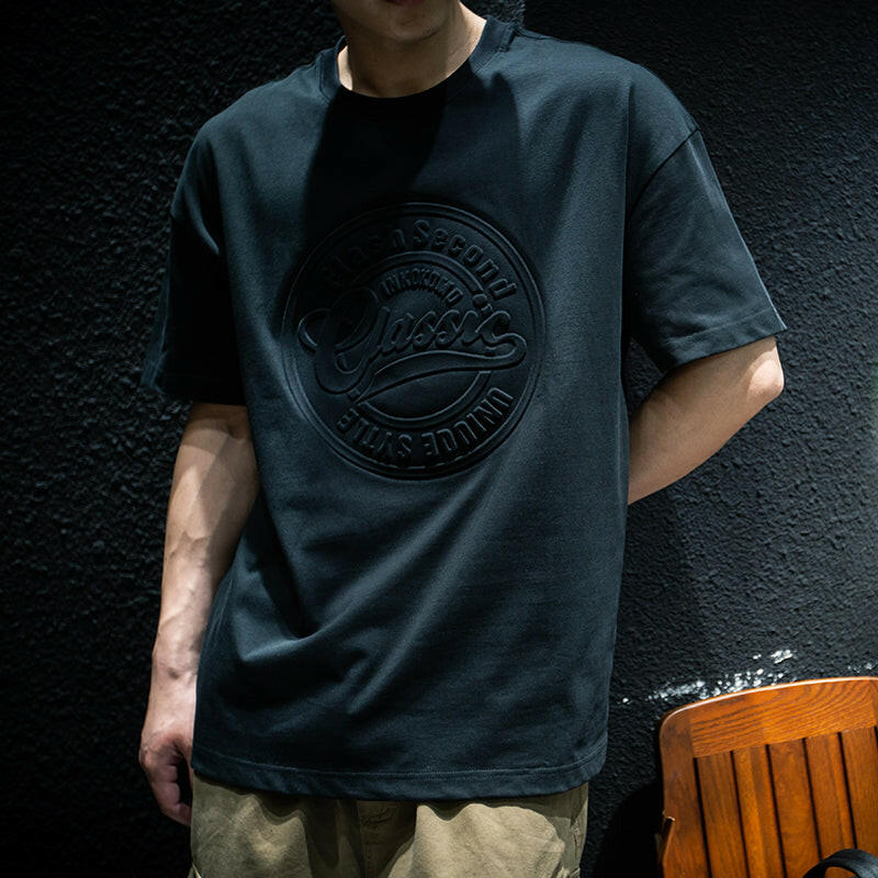 Center Print Half-sleeved Round Neck T-shirt A0184