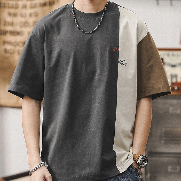 Contrast Color Short-sleeved T-shirt A0938