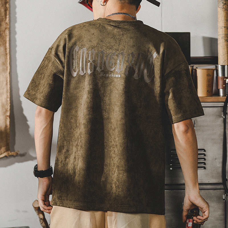 American Retro Washed T-shirt Short-sleeved A0913