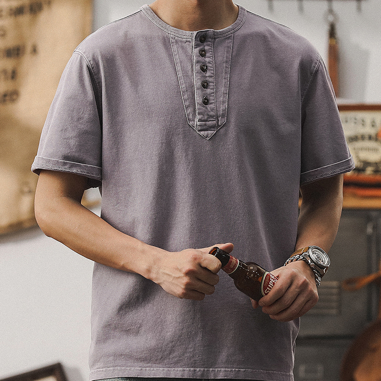 American Henry Neck T-Shirt A0932