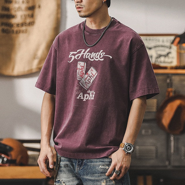 Loose Tops Retro Washed T-shirt A1002