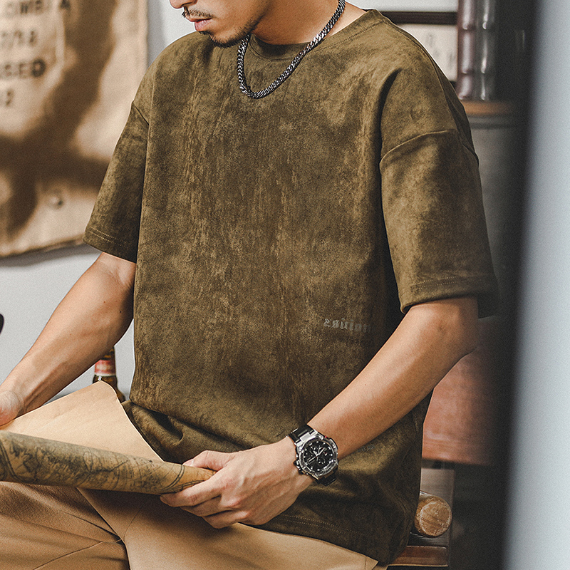 American Retro Washed T-shirt Short-sleeved A0913