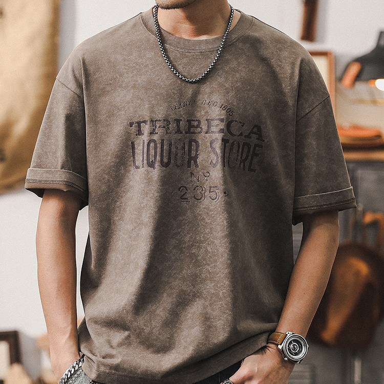 American Retro Cloud-dyed T-shirt A0929