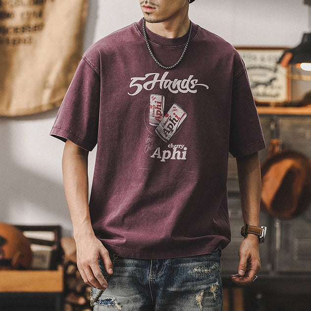 Loose Tops Retro Washed T-shirt A1002