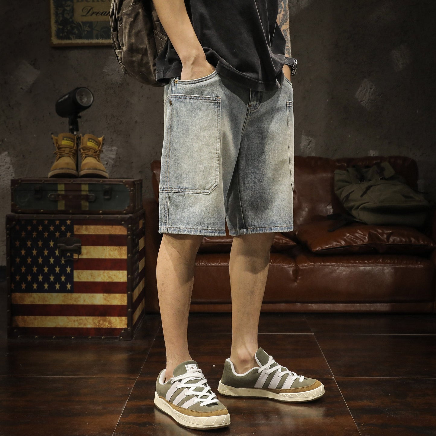 Thin Washed Denim Shorts A1011