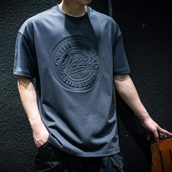 Center Print Half-sleeved Round Neck T-shirt A0184
