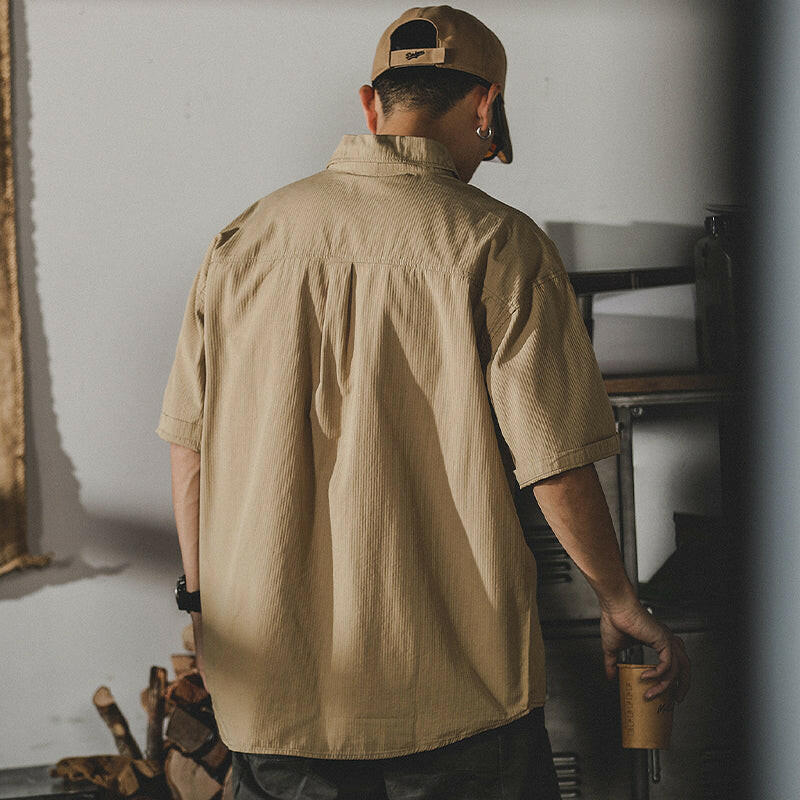 Tooling Short-sleeved Beige Shirt A0135