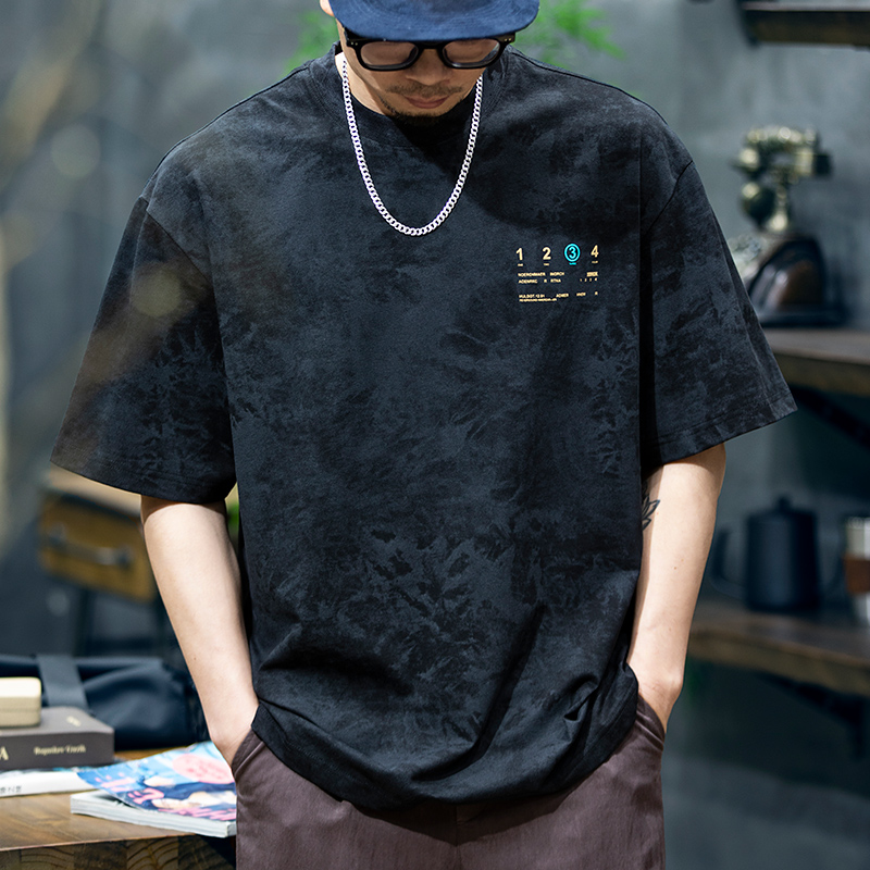 Letter Printed Short-sleeved T-shirt Men's A0890