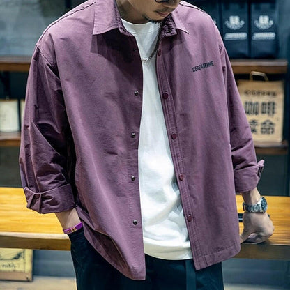 American Long-sleeved Loose Casual Shirt A0410