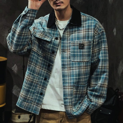 Checkered Loose Retro Shirt Jacket A1071