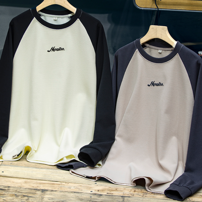 Heavyweight Contrast Color Long-sleeved T-shirt A0787