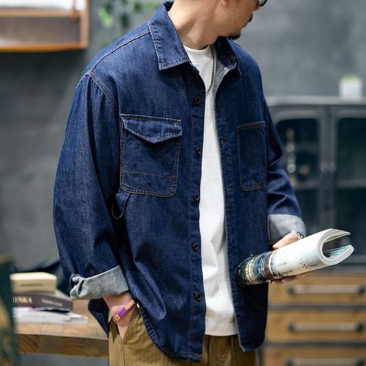 Spring Long-sleeved Denim Shirt A0795