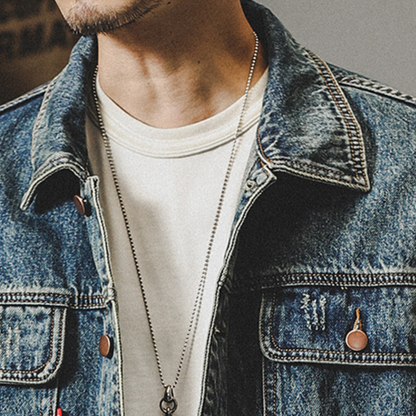 Classic Vintage Distressed Washed Denim Jacket A0800