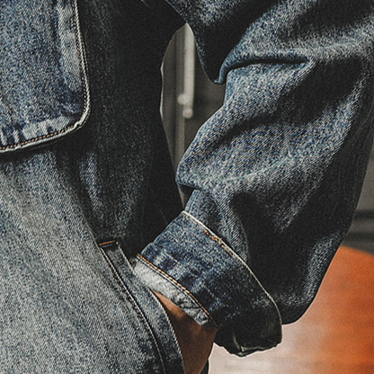 Classic Vintage Distressed Washed Denim Jacket A0800