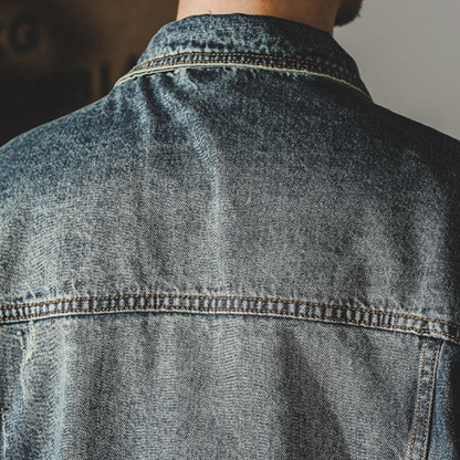 Classic Vintage Distressed Washed Denim Jacket A0800