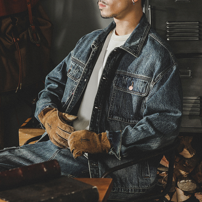 Classic Vintage Distressed Washed Denim Jacket A0800