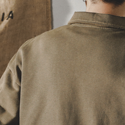 Distressed Lapel POLO Sweatshirt A0873
