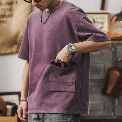 Front Pocket Retro T-shirt A0936