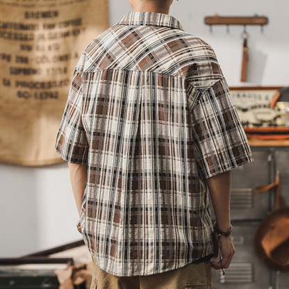 Plaid Shirt Short-sleeved A0992