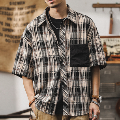 Plaid Shirt Short-sleeved A0992