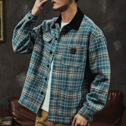 Checkered Loose Retro Shirt Jacket A1071
