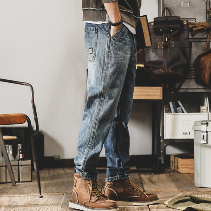 Retro Loose Straight Pants A0803