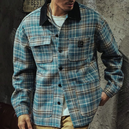 Checkered Loose Retro Shirt Jacket A1071