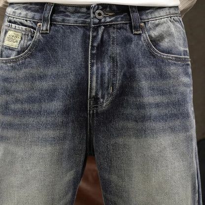 Washed Jeans Straight Pants A1113