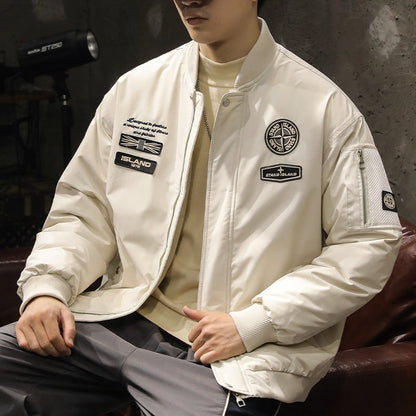 Baseball Collar White Duck Down Jacket A1143