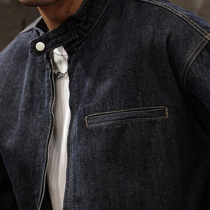 Stand Collar Denim Jacket A1083