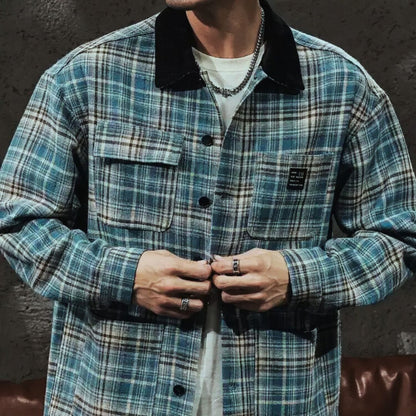 Checkered Loose Retro Shirt Jacket A1071