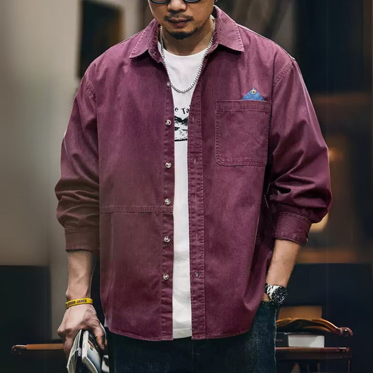 Contrasting Color Stitched Pocket Shirt A1175