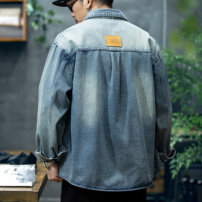 American Retro Long-sleeved Denim Shirt A0889