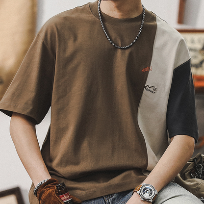 Contrast Color Short-sleeved T-shirt A0938