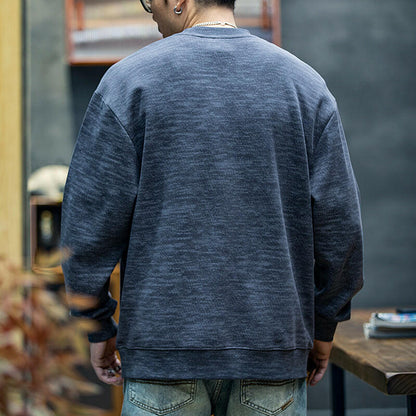 American Print Long-Sleeved Loose Round Neck T-shirt A0418