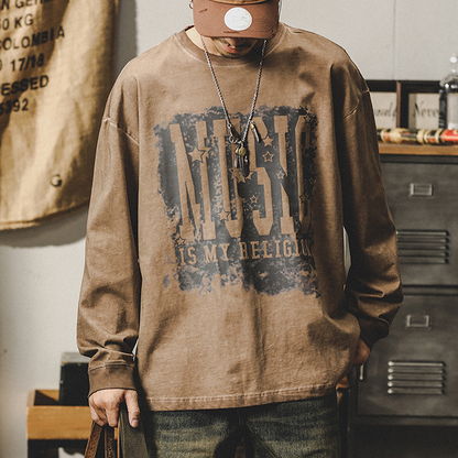 American Retro T-shirt Men's Long-sleeved A0835
