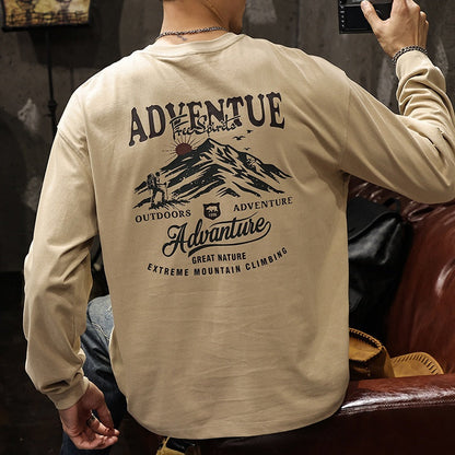 Mountain Print Long-sleeved T-shirt A1043